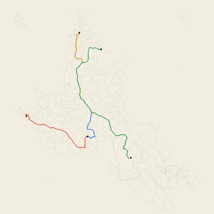 Itinéraires calculés par le GPS