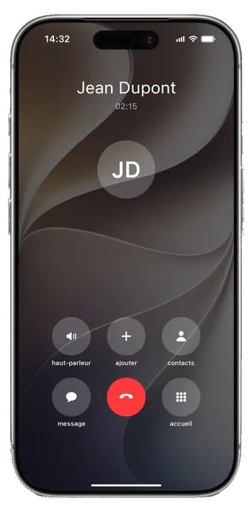 Écran d'appel du téléphone