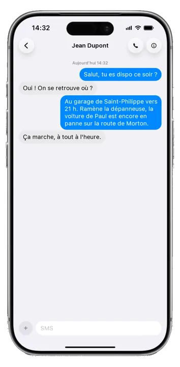 Conversation SMS sur le téléphone